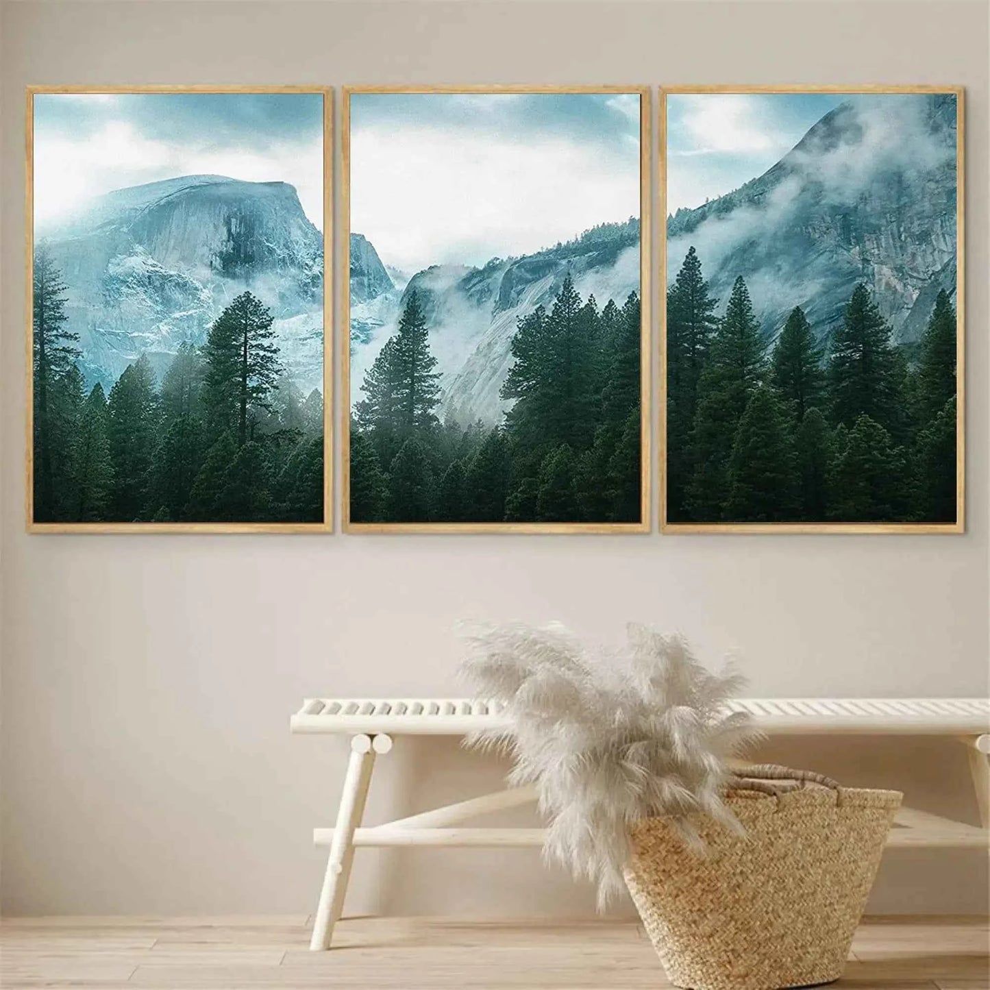 Set of 3 Duotone Teal Mountains