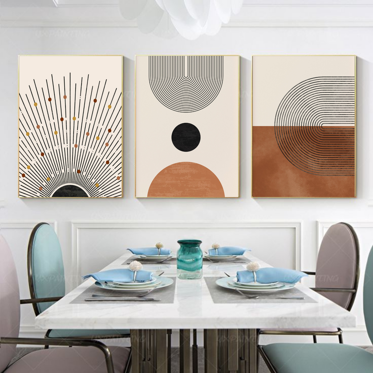 Modern Boho Wall Art Set – Minimalist Geometric Canvas Prints - Mycanvart
