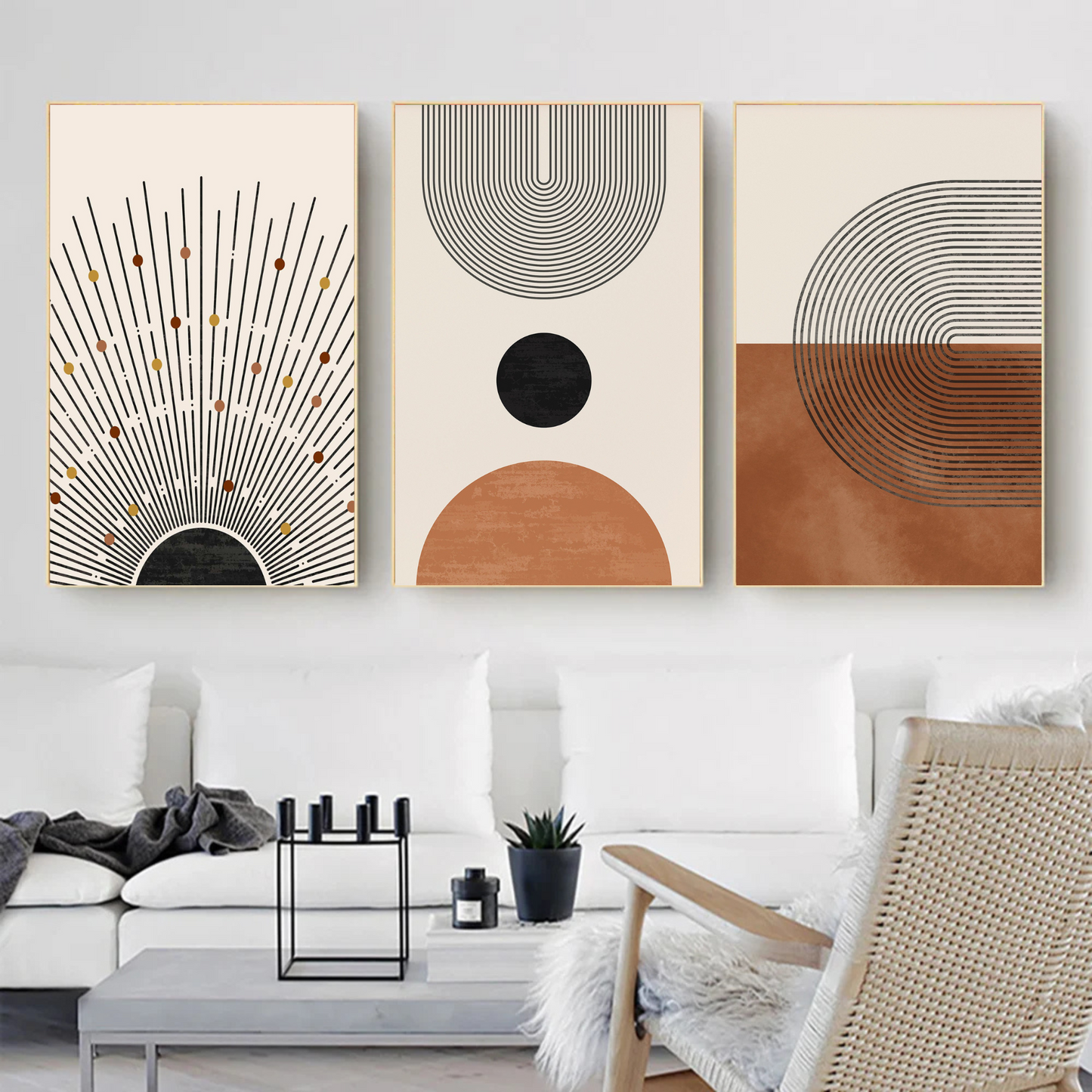Modern Boho Wall Art Set – Minimalist Geometric Canvas Prints - Mycanvart