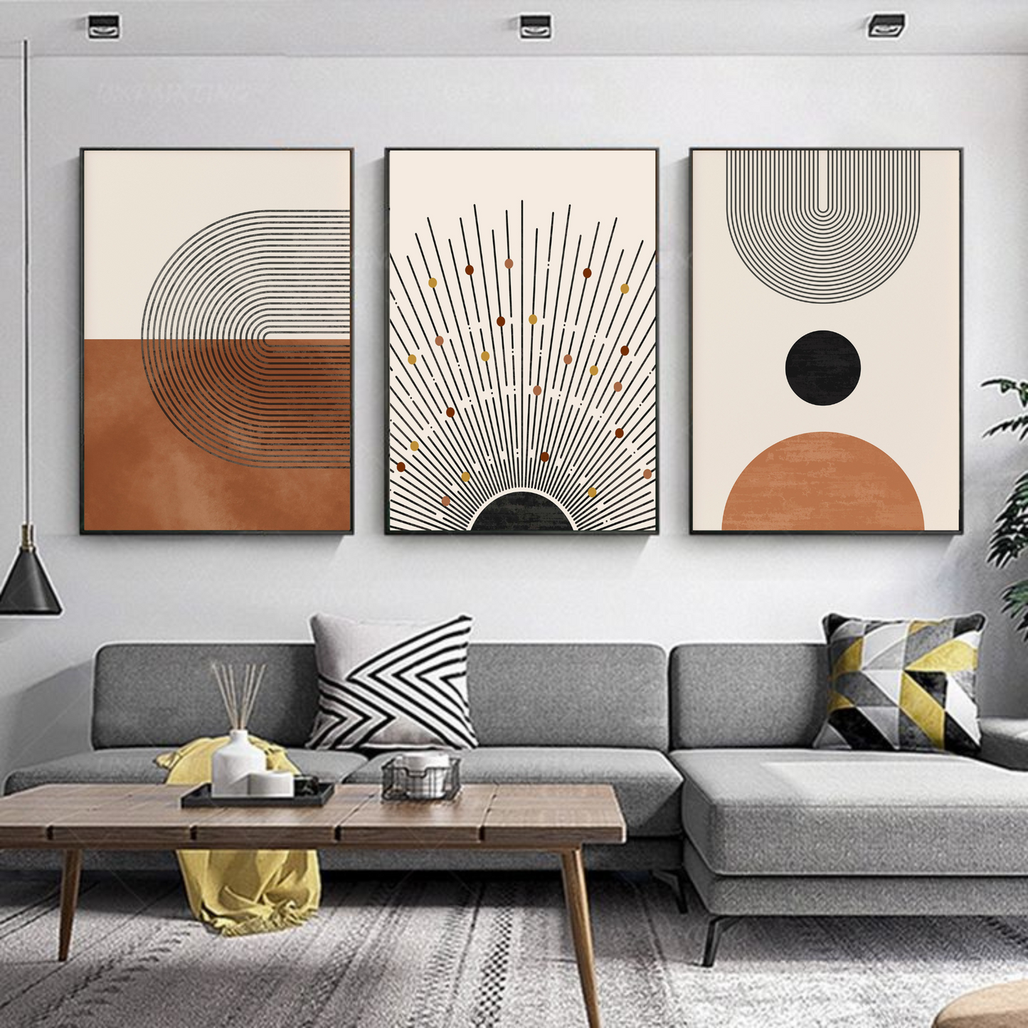 Modern Boho Wall Art Set – Minimalist Geometric Canvas Prints - Mycanvart