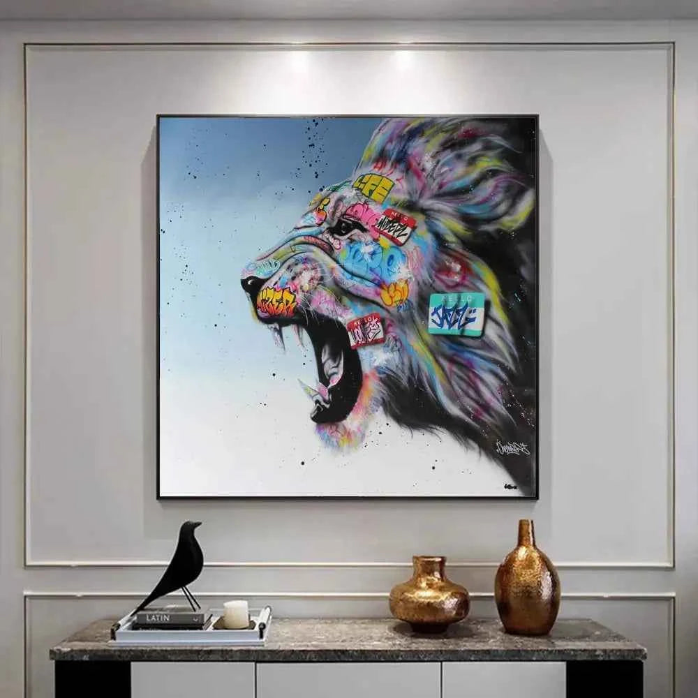 Graffiti Lion Canvas Art