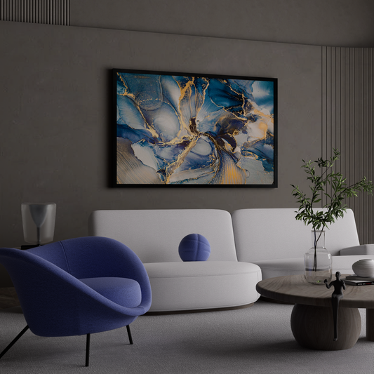 Blue abstract art & Gold Marble Art