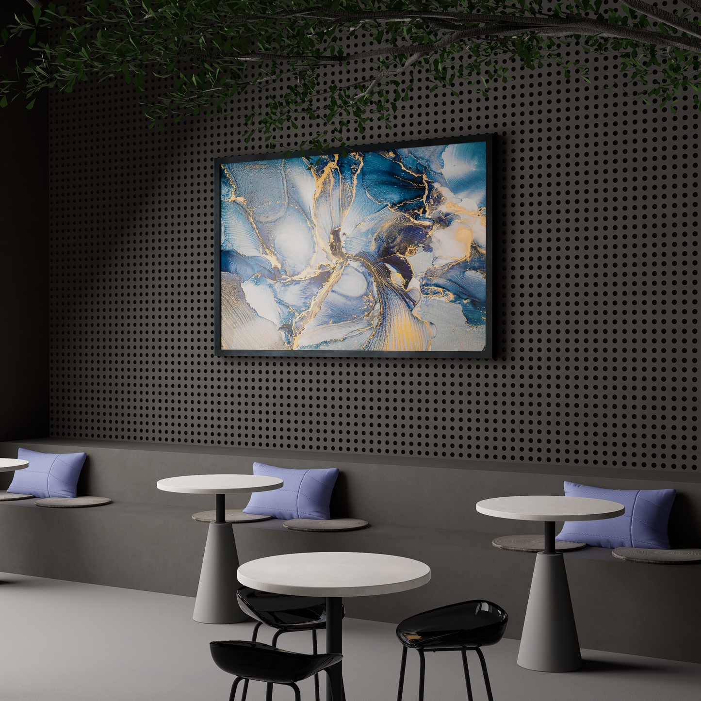 Blue abstract art & Gold Marble Art