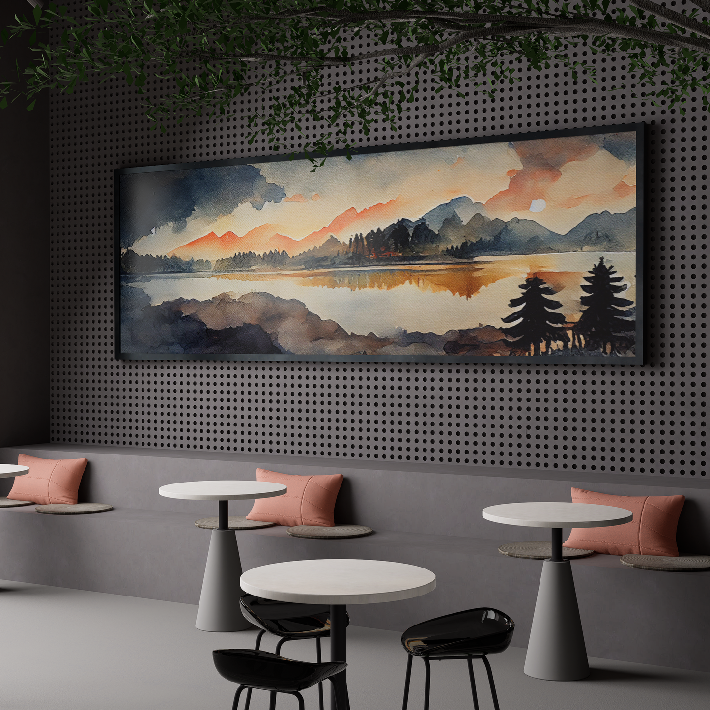 Mountain Lake Sunset Art