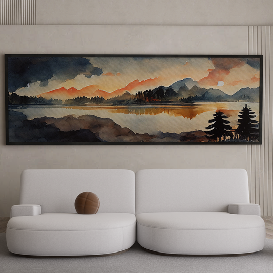 Mountain Lake Sunset Art