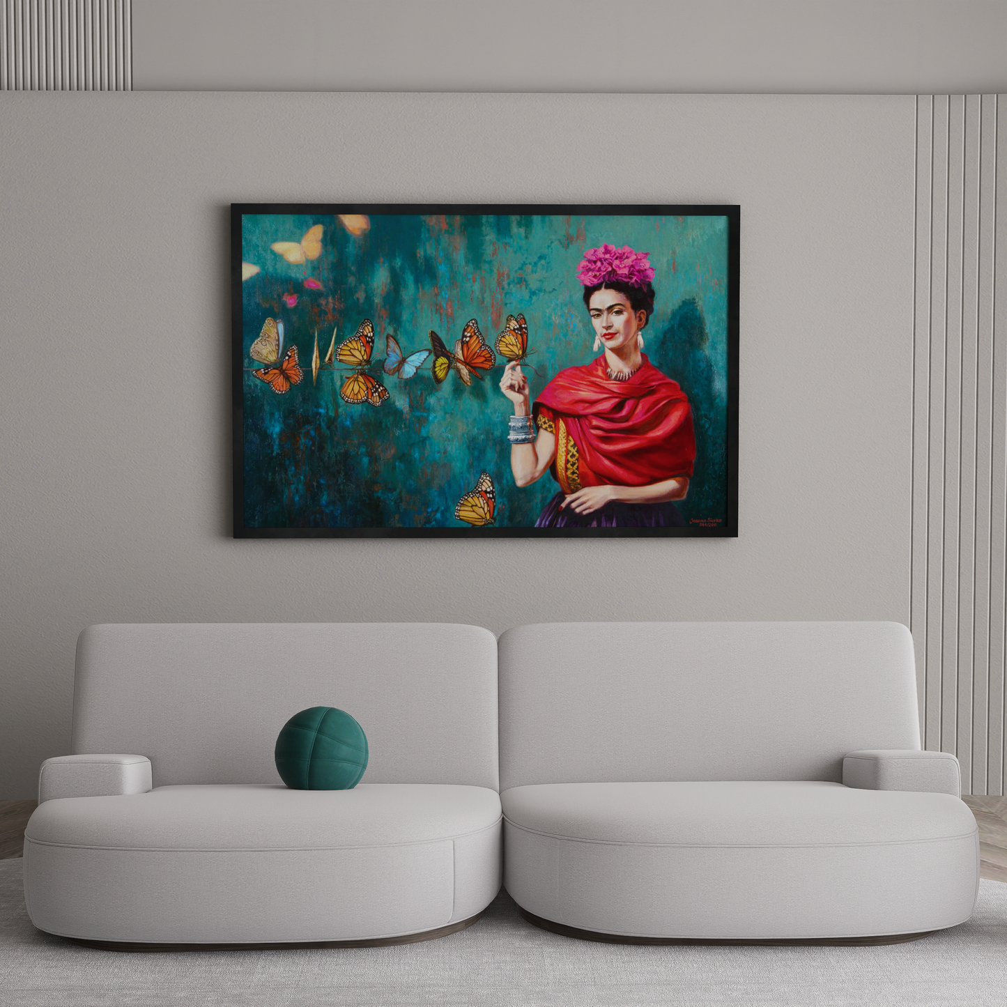 Frida Kahlo art prints: Close-up portrait, artwork 344/2018, showcasing her famous art style. This Frida Kahlo wall art piece is perfect for fans of Frida Kahlo paintings and art Frida. Shop Frida Kahlo poster art.