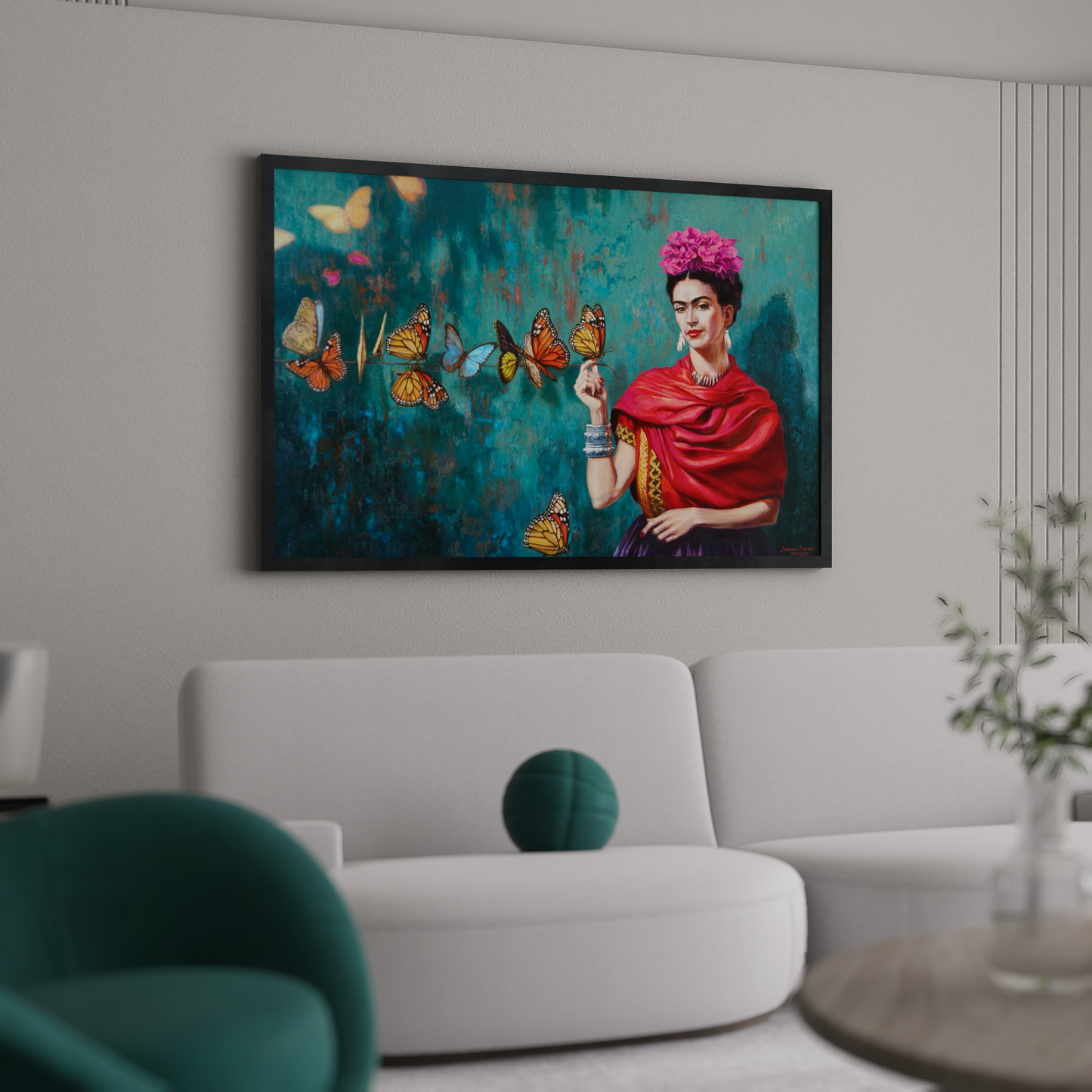 Frida Kahlo art prints: Close-up portrait, artwork 344/2018, showcasing her famous art style. This Frida Kahlo wall art piece is perfect for fans of Frida Kahlo paintings and art Frida. Shop Frida Kahlo poster art.