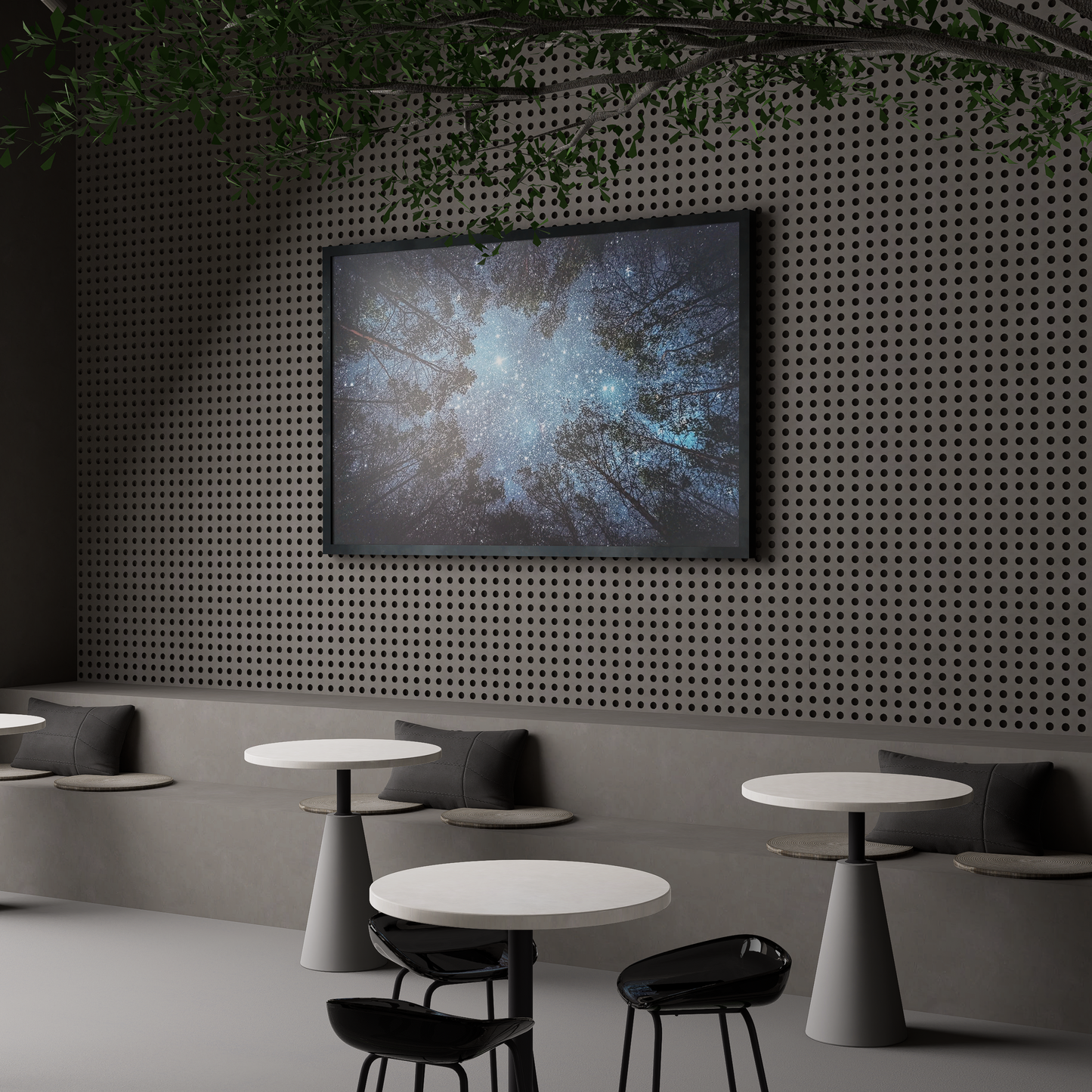 Starry Night Sky Forest Poster