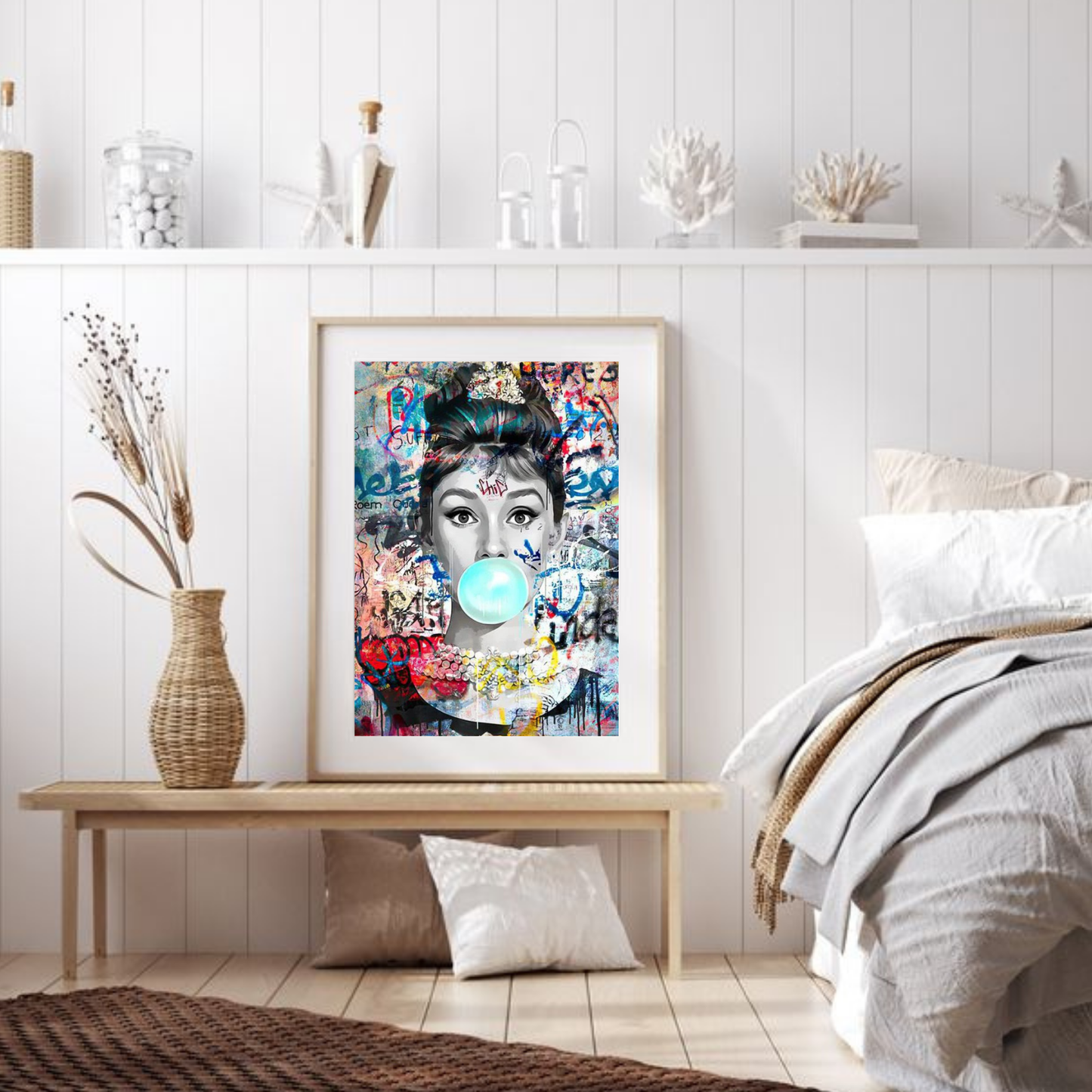 Wonderful Bubble Gum Wall Art – Famous Marilyn & Audrey Canvas - Mycanvart