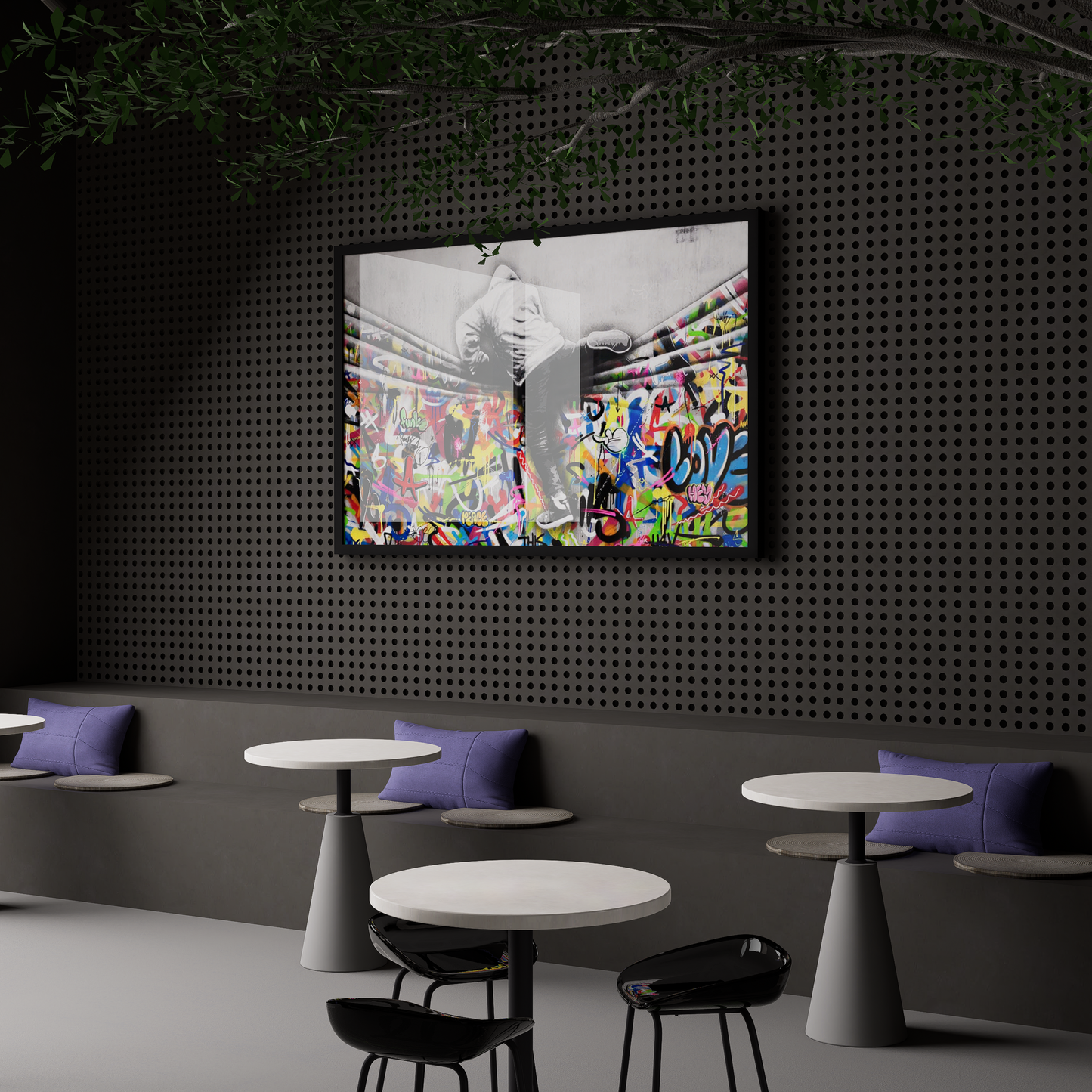 Jump Over The Fence Banksy Graffiti Art