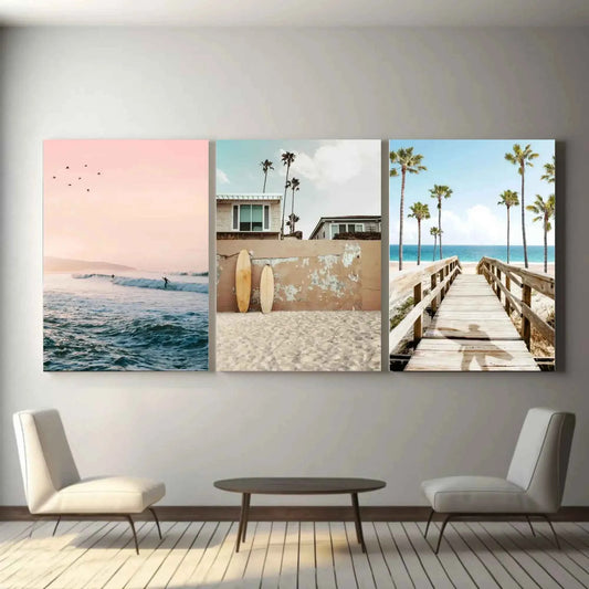 Set of 3 Tropical Beach Wall Art