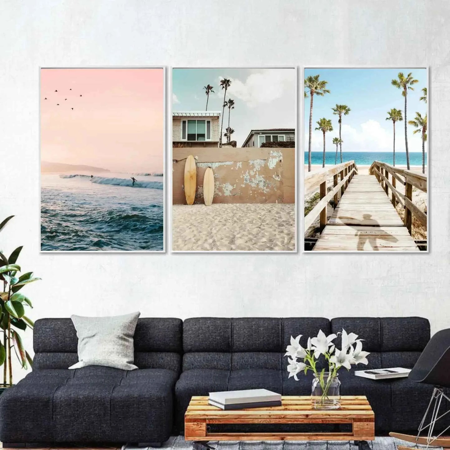 Set of 3 Tropical Beach Wall Art