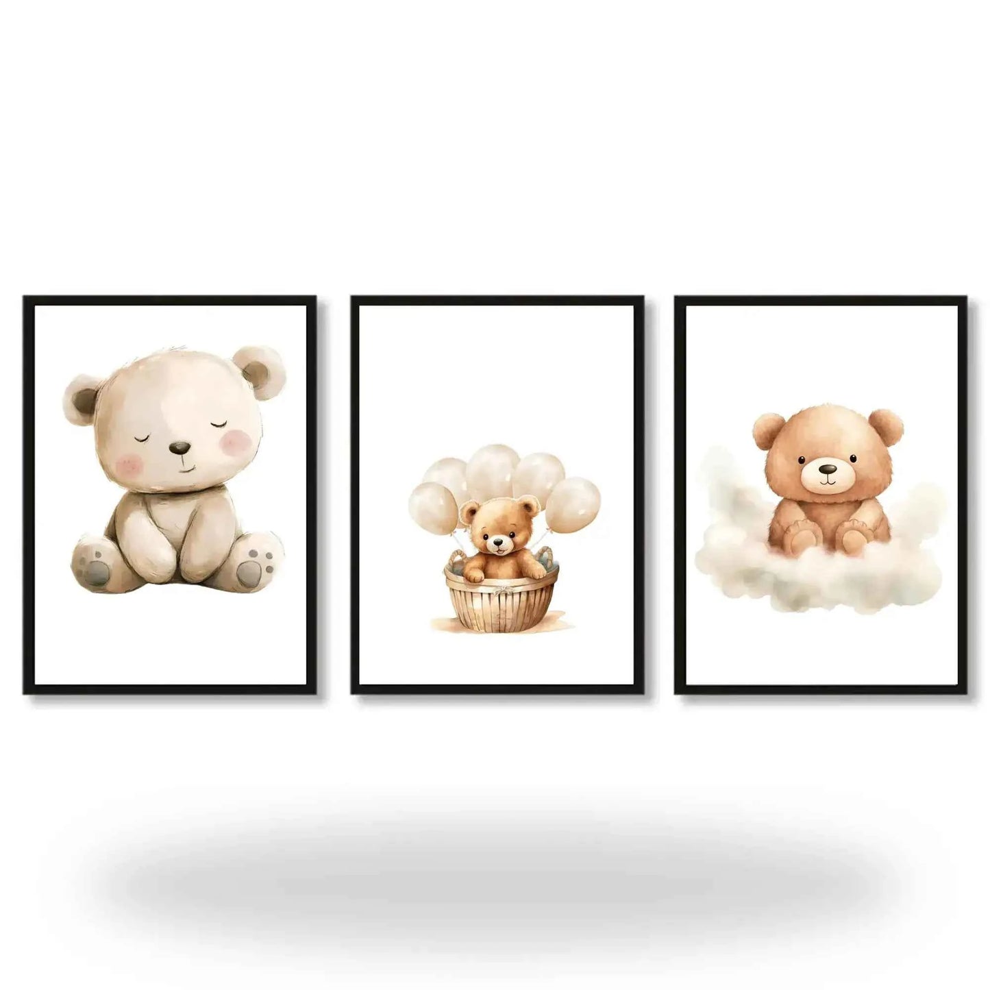Set of 3 Baby Nursery Wall Art Prints – Cute Teddy Bear Posters for Kids Room, Neutral Gender Baby Shower Gift, Modern Nursery Decor
