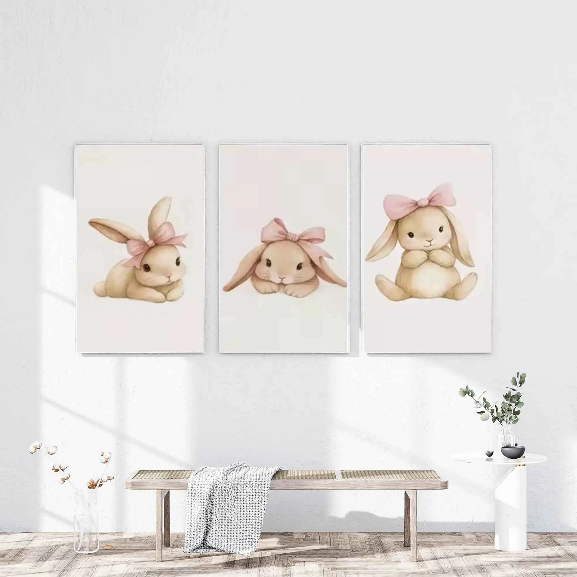 Set of 3 Rabbit Nursery Wall Art