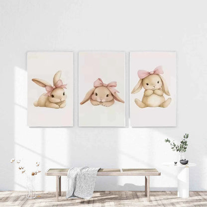 Set of 3 Rabbit Nursery Wall Art
