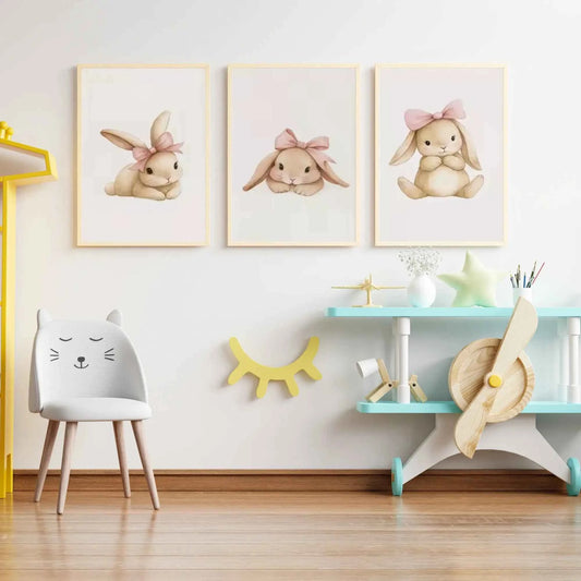 Set of 3 Rabbit Nursery Wall Art