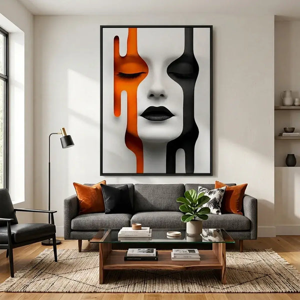 Abstract Face Drip Wall Art – Modern Portrait Canvas Print