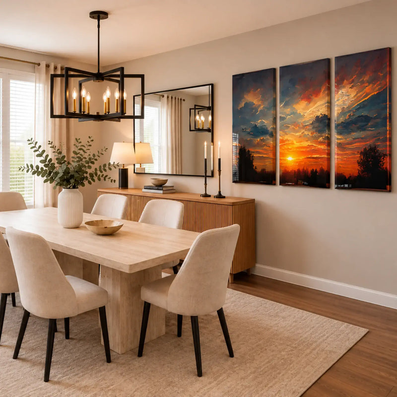 Set of 3 Stretched wall art  -  Living room decor  | Mycanvart