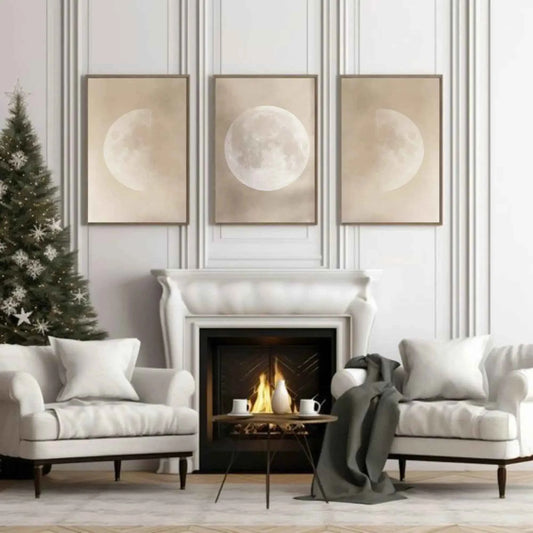 Moon Phase Triptych Wall Art