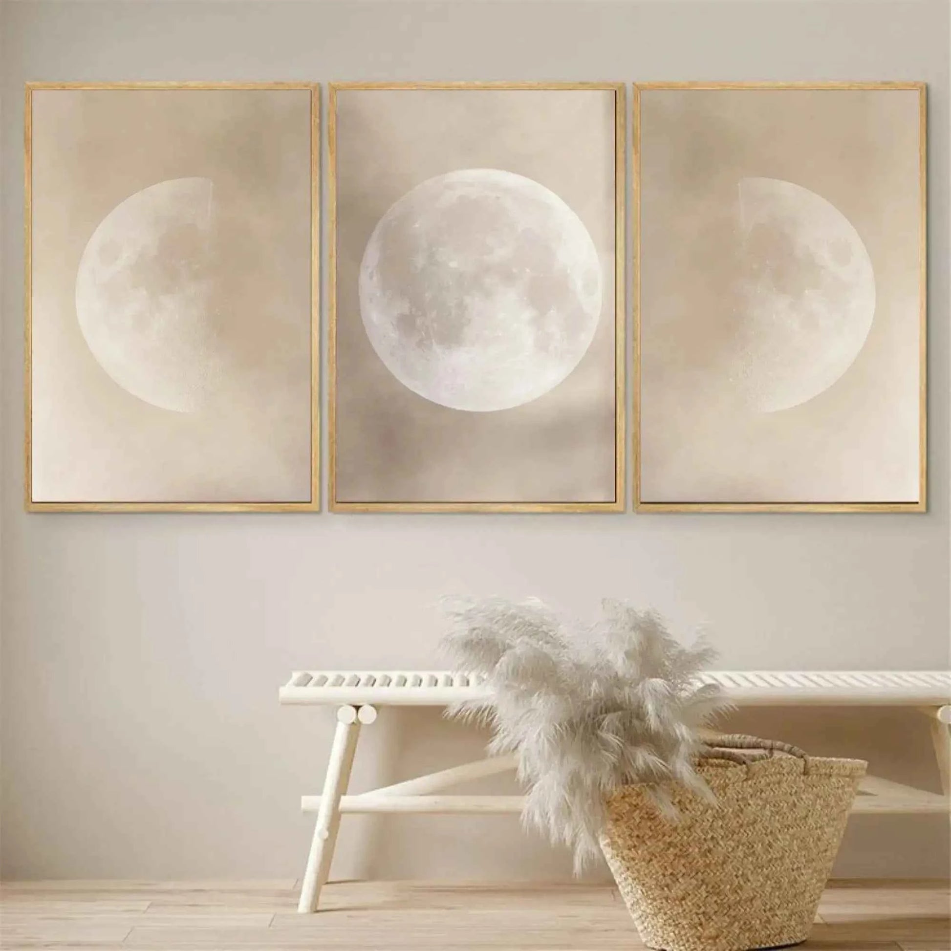 Moon Phase Triptych Wall Art