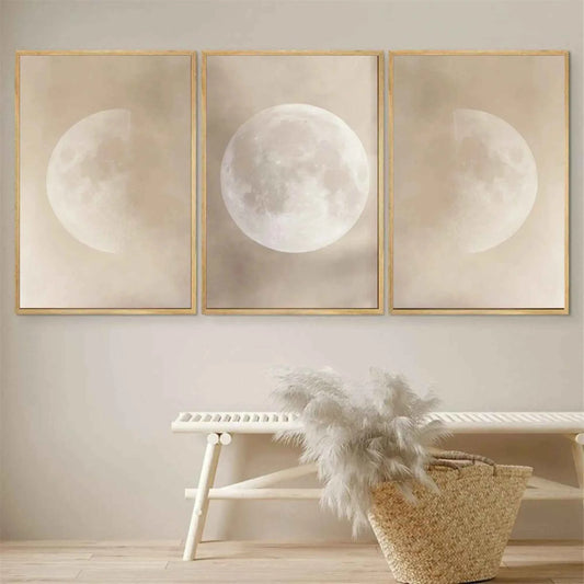 Moon Phase Triptych Wall Art