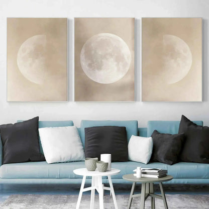 Moon Phase Triptych Wall Art