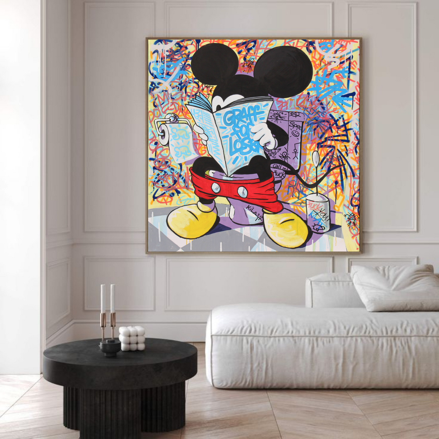 Graffiti Mickey Mouse Canvas Wall Art –Graffiti Inspired Wall Art for Modern Interiors - Mycanvart 