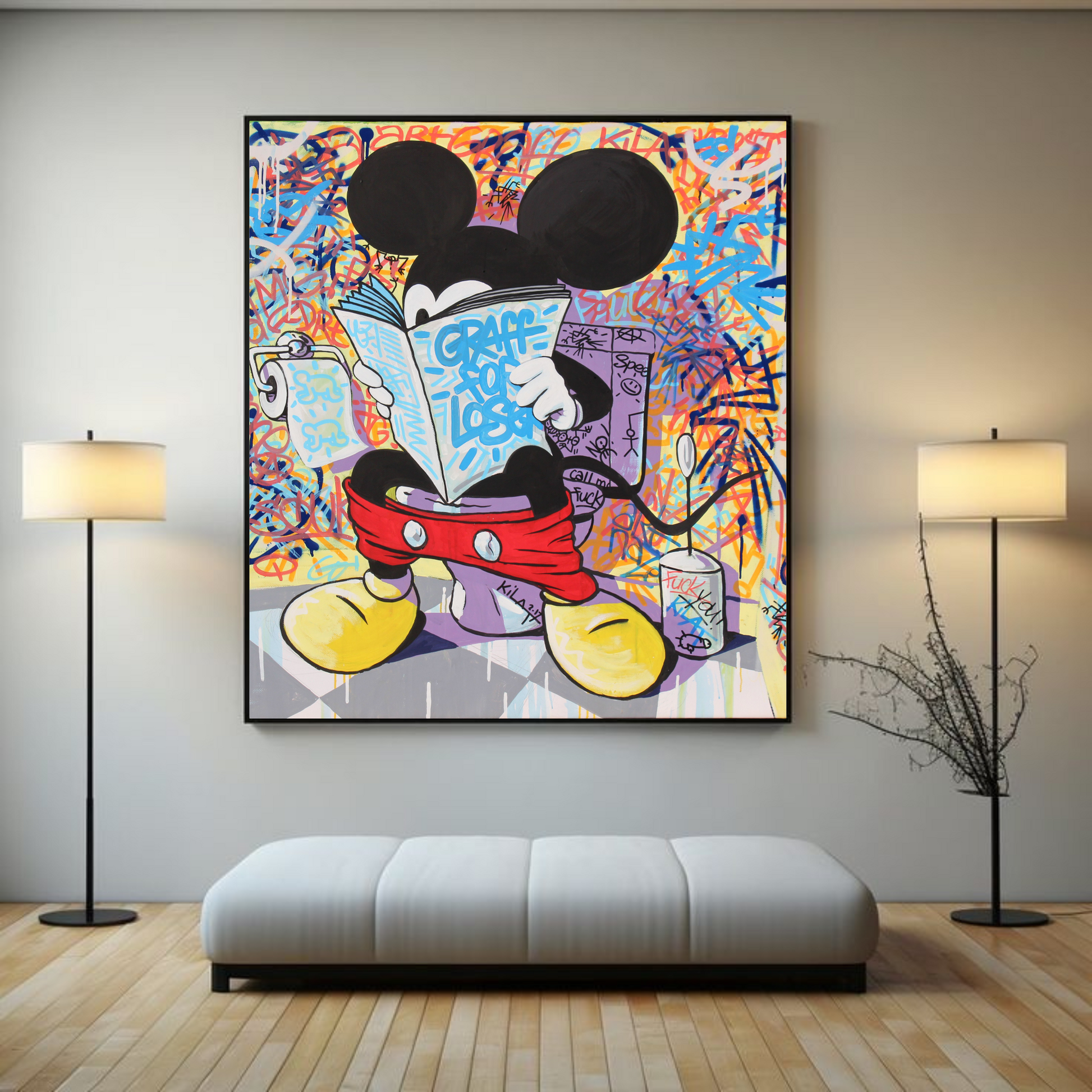 Graffiti Mickey Mouse Canvas Wall Art –Graffiti Inspired Wall Art for Modern Interiors - Mycanvart 