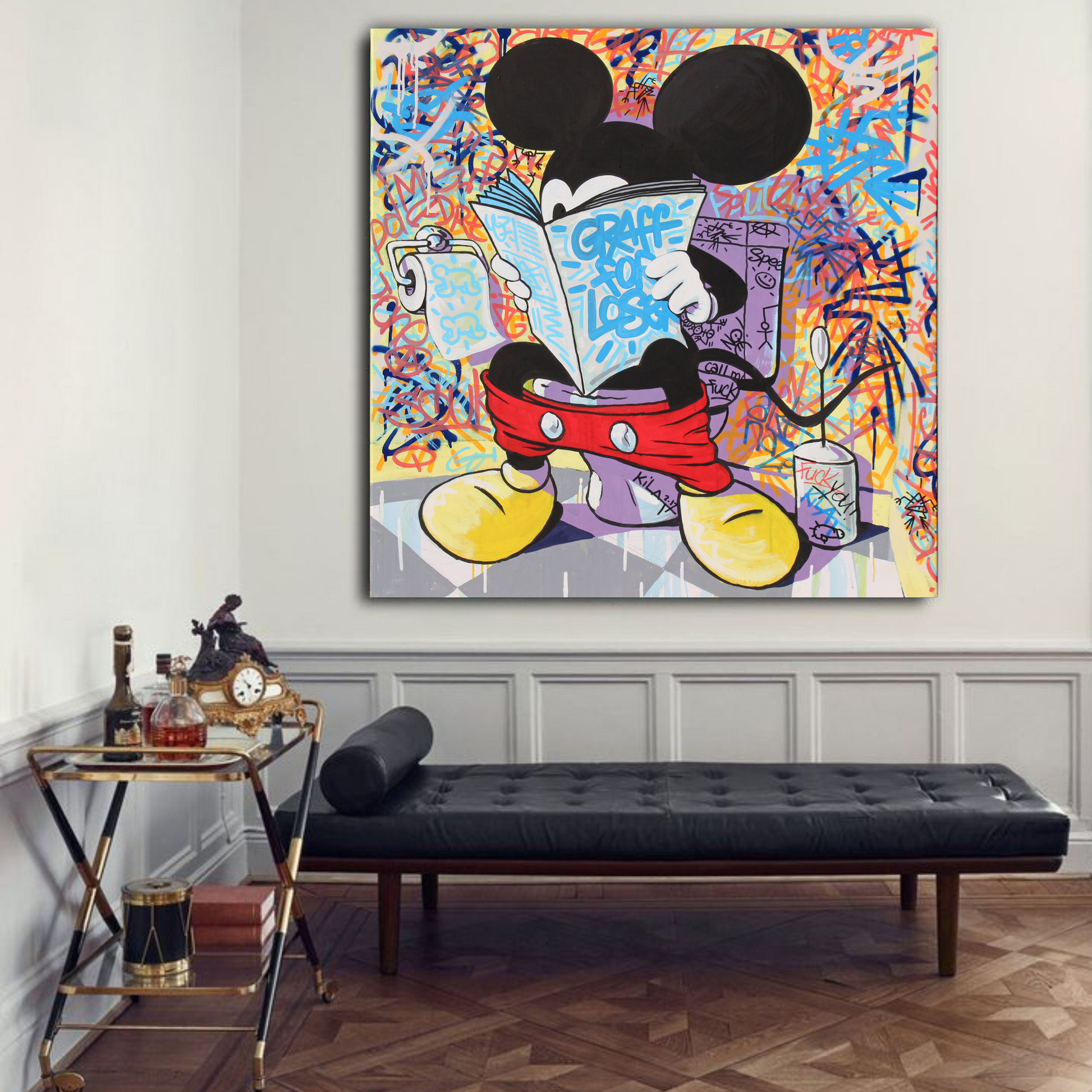 Graffiti Mickey Mouse Canvas Wall Art –Graffiti Inspired Wall Art for Modern Interiors - Mycanvart 