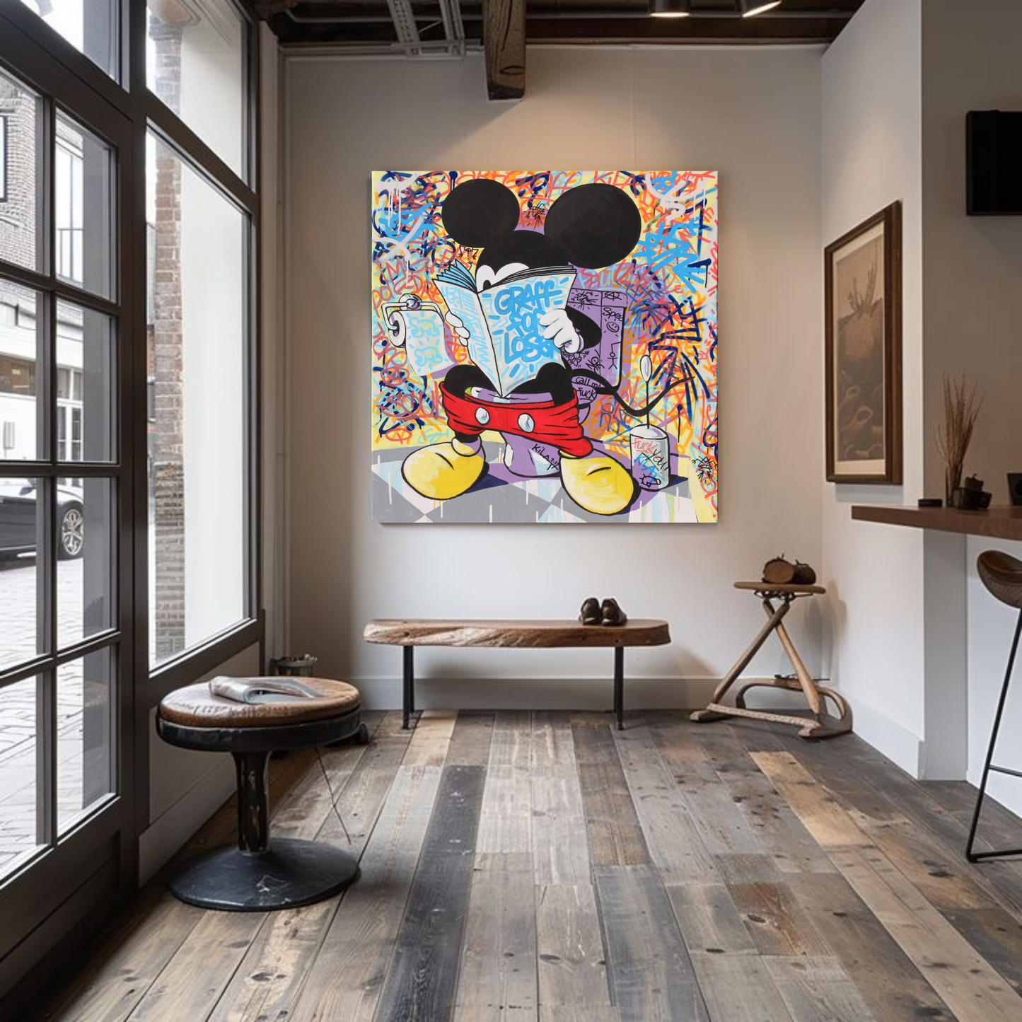 Graffiti Mickey Mouse Canvas Wall Art –Graffiti Inspired Wall Art for Modern Interiors - Mycanvart 