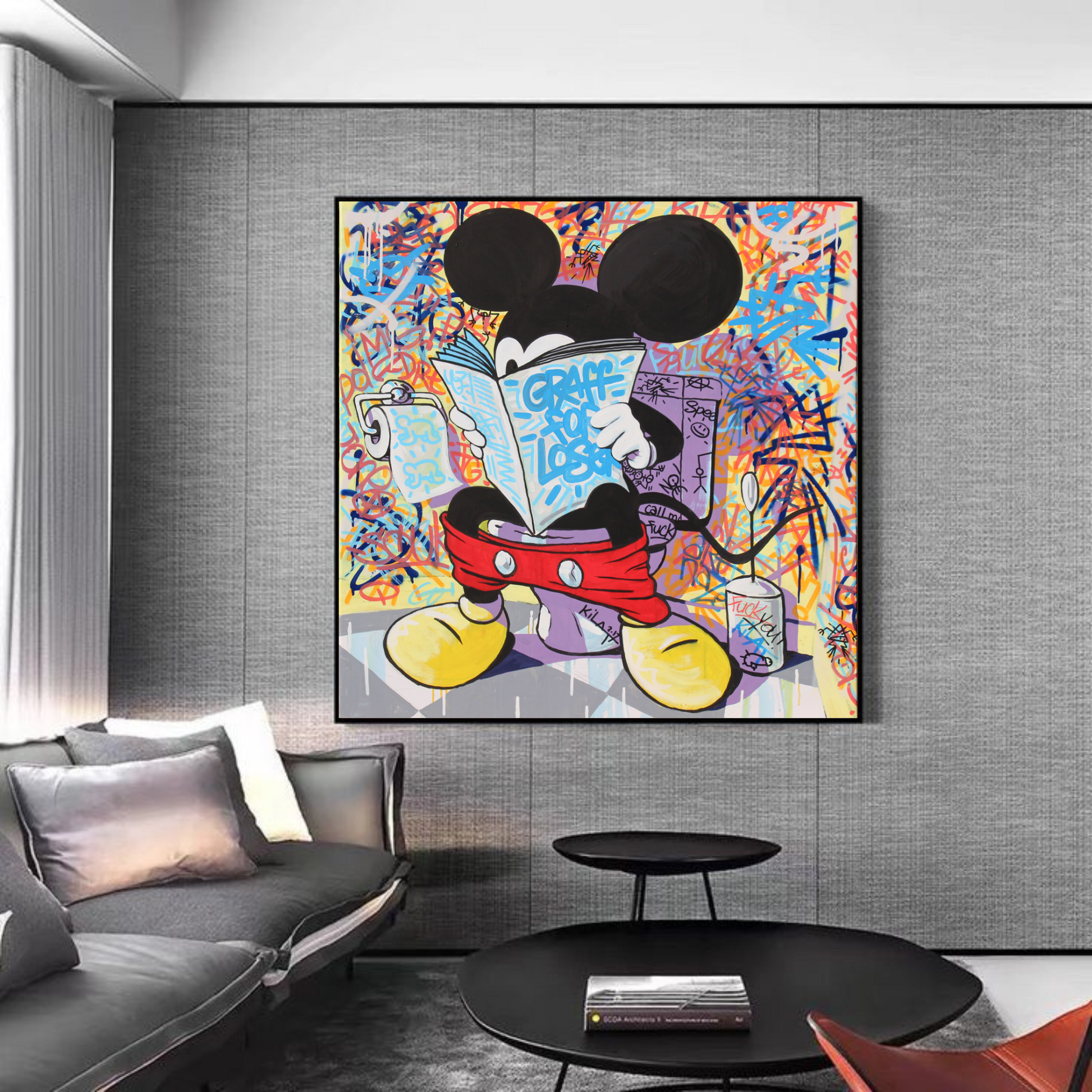 Graffiti Mickey Mouse Canvas Wall Art –Graffiti Inspired Wall Art for Modern Interiors - Mycanvart 