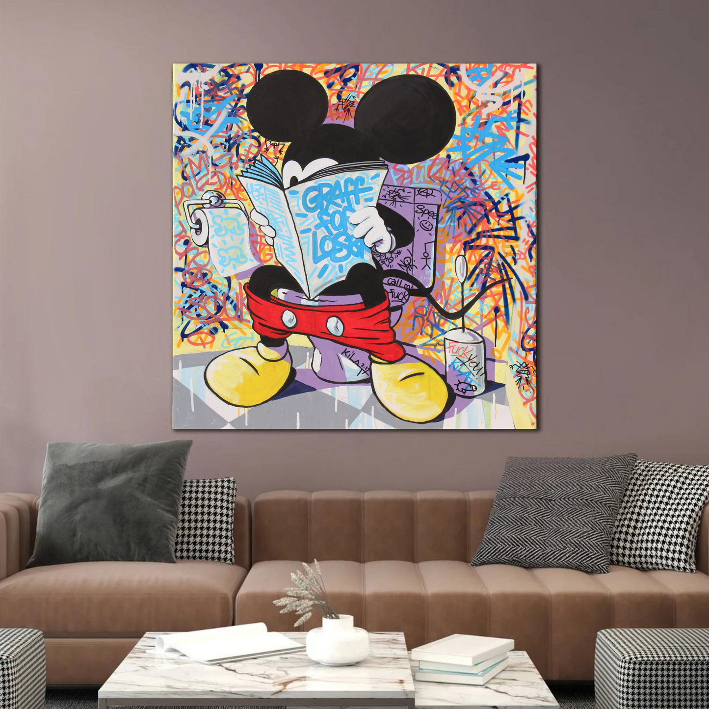 Graffiti Mickey Mouse Canvas Wall Art –Graffiti Inspired Wall Art for Modern Interiors - Mycanvart 
