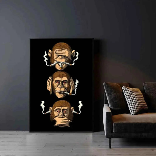 Funny 3 Wise Monkeys Canvas Print