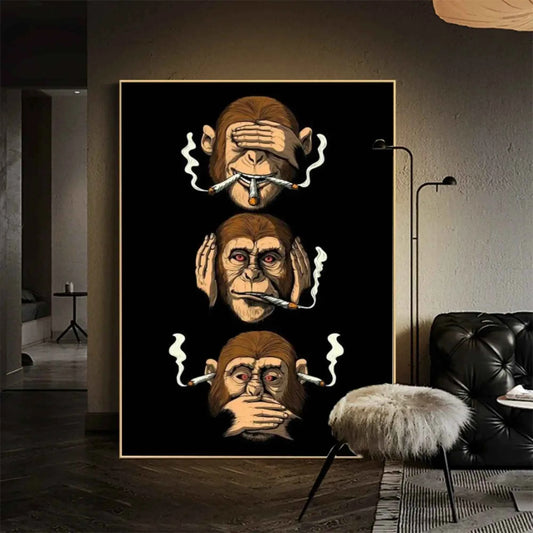 Funny 3 Wise Monkeys Canvas Print