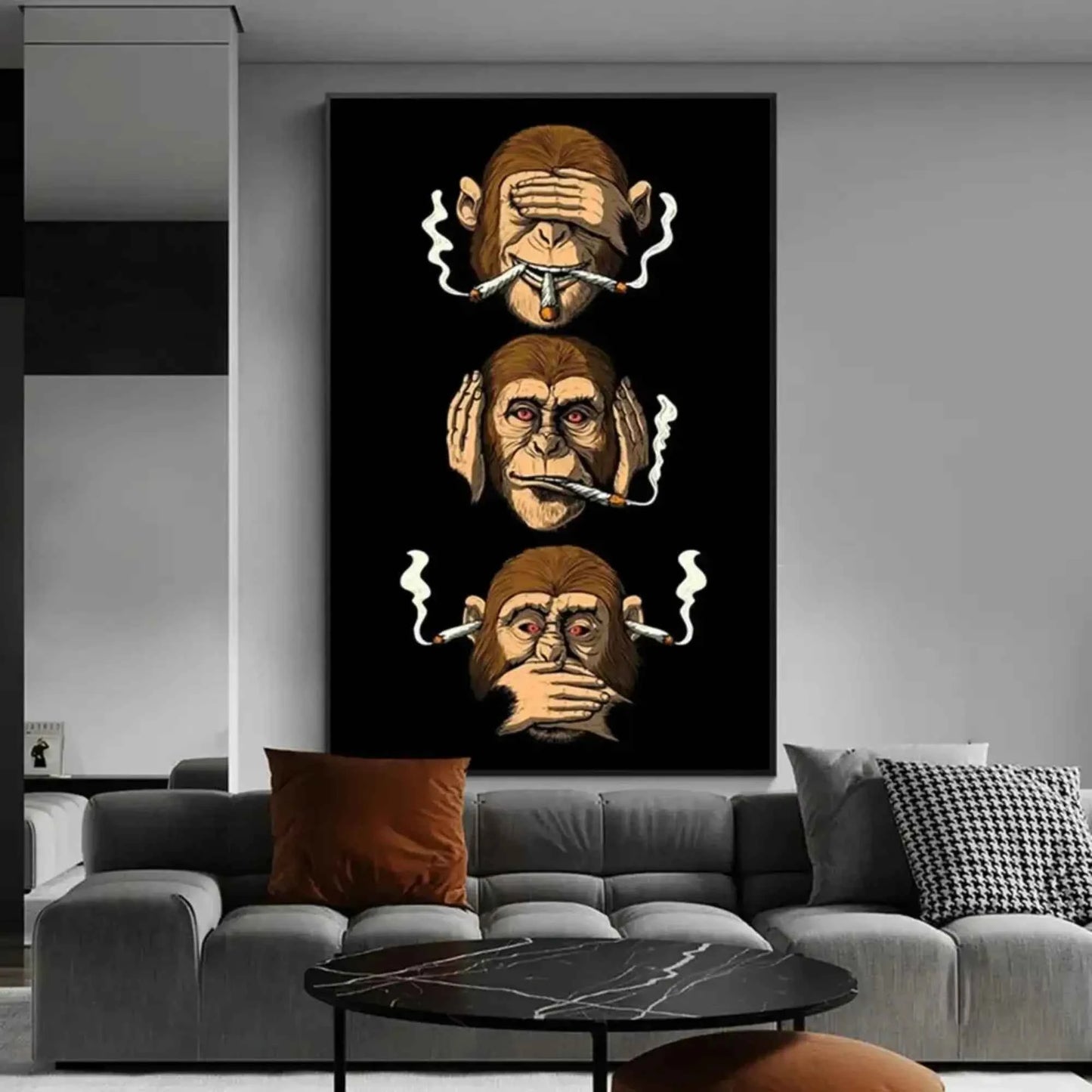 Funny 3 Wise Monkeys Canvas Print