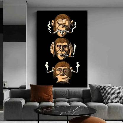 Funny 3 Wise Monkeys Canvas Print