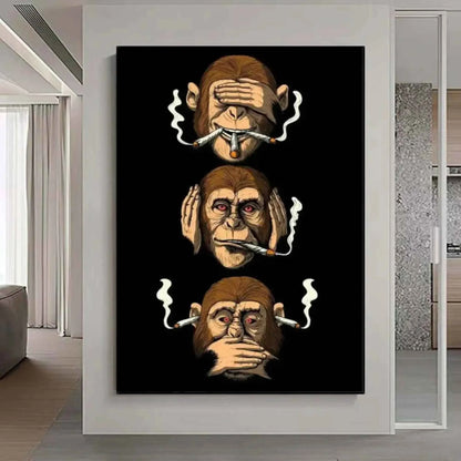 Funny 3 Wise Monkeys Canvas Print