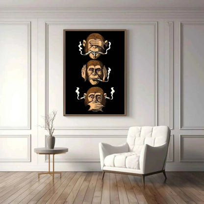 Funny 3 Wise Monkeys Canvas Print
