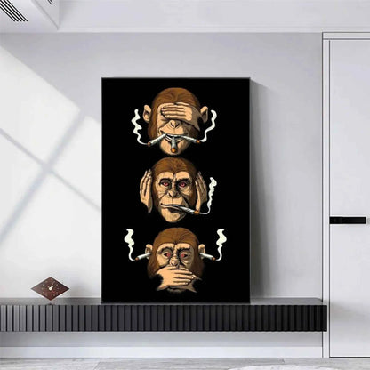 Funny 3 Wise Monkeys Canvas Print