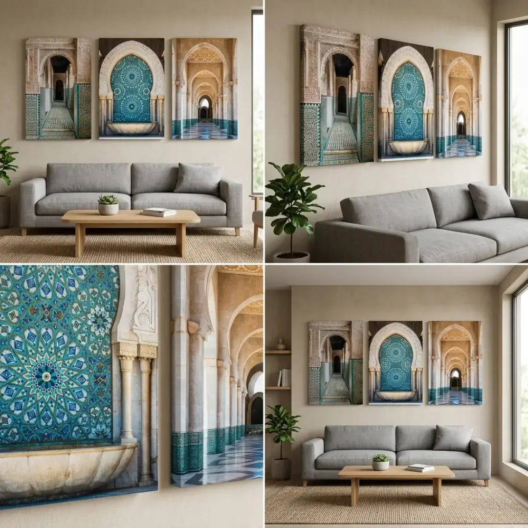 Modern Moroccan Canvas Prints Set of 3 for Home Decor