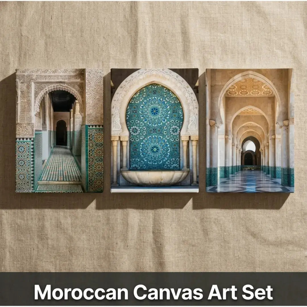 Moroccan Wall Art Canvas Prints Set of 3 – Ready to Frame