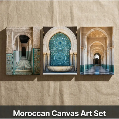 Moroccan Wall Art Canvas Prints Set of 3 – Ready to Frame