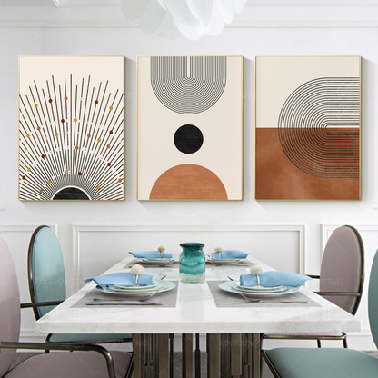 Modern Boho Wall Art Set – Minimalist Geometric Canvas Prints - Mycanvart 
