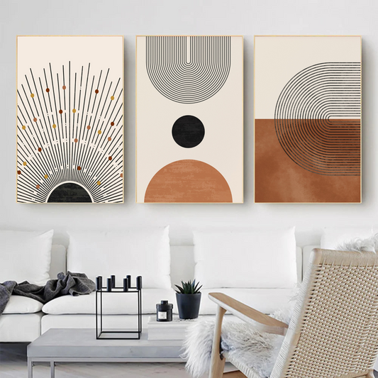 Modern Boho Wall Art Set – Minimalist Geometric Canvas Prints - Mycanvart 