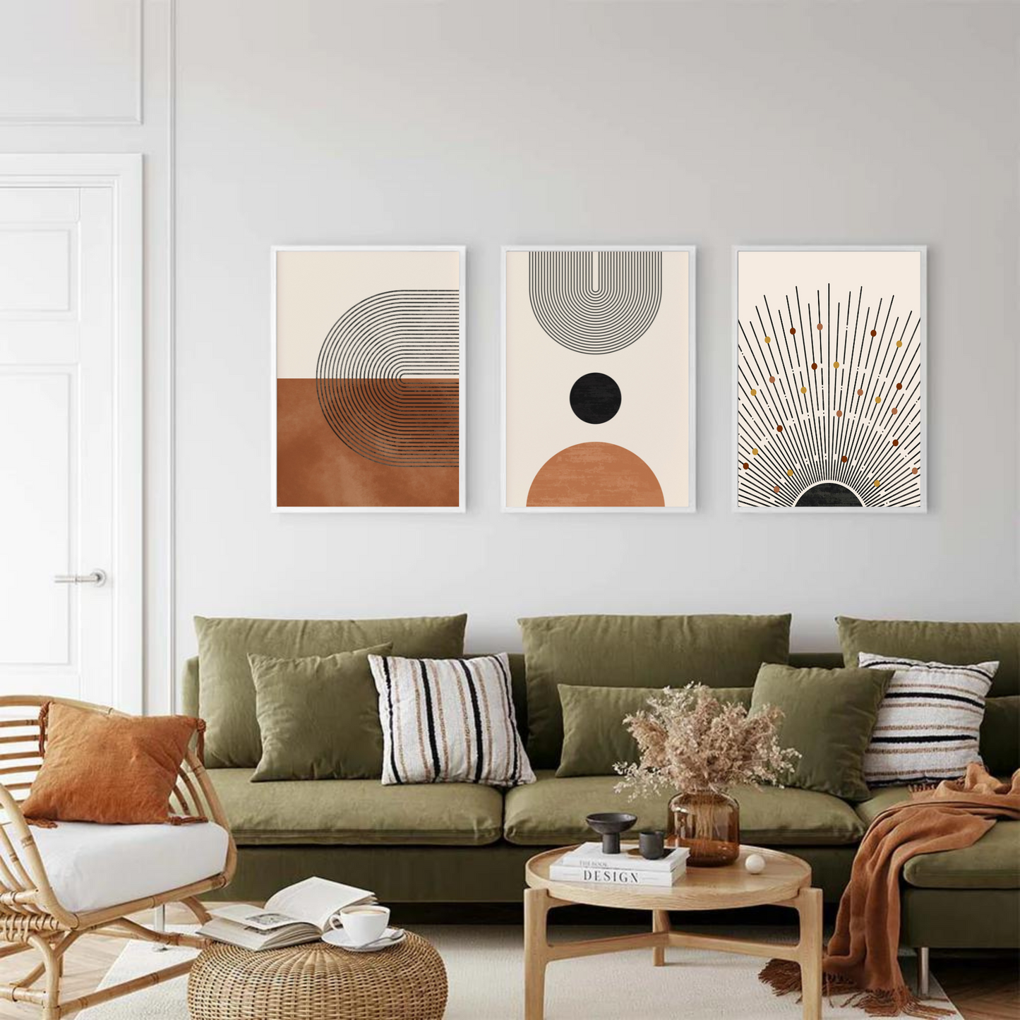 Modern Boho Wall Art Set – Minimalist Geometric Canvas Prints - Mycanvart 