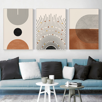 Modern Boho Wall Art Set – Minimalist Geometric Canvas Prints - Mycanvart 