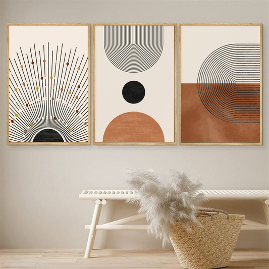 Modern Boho Wall Art Set – Minimalist Geometric Canvas Prints - Mycanvart 