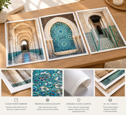 Moroccan Wall Art Set of 3 – Stretched Canvas Prints | MyCanvart