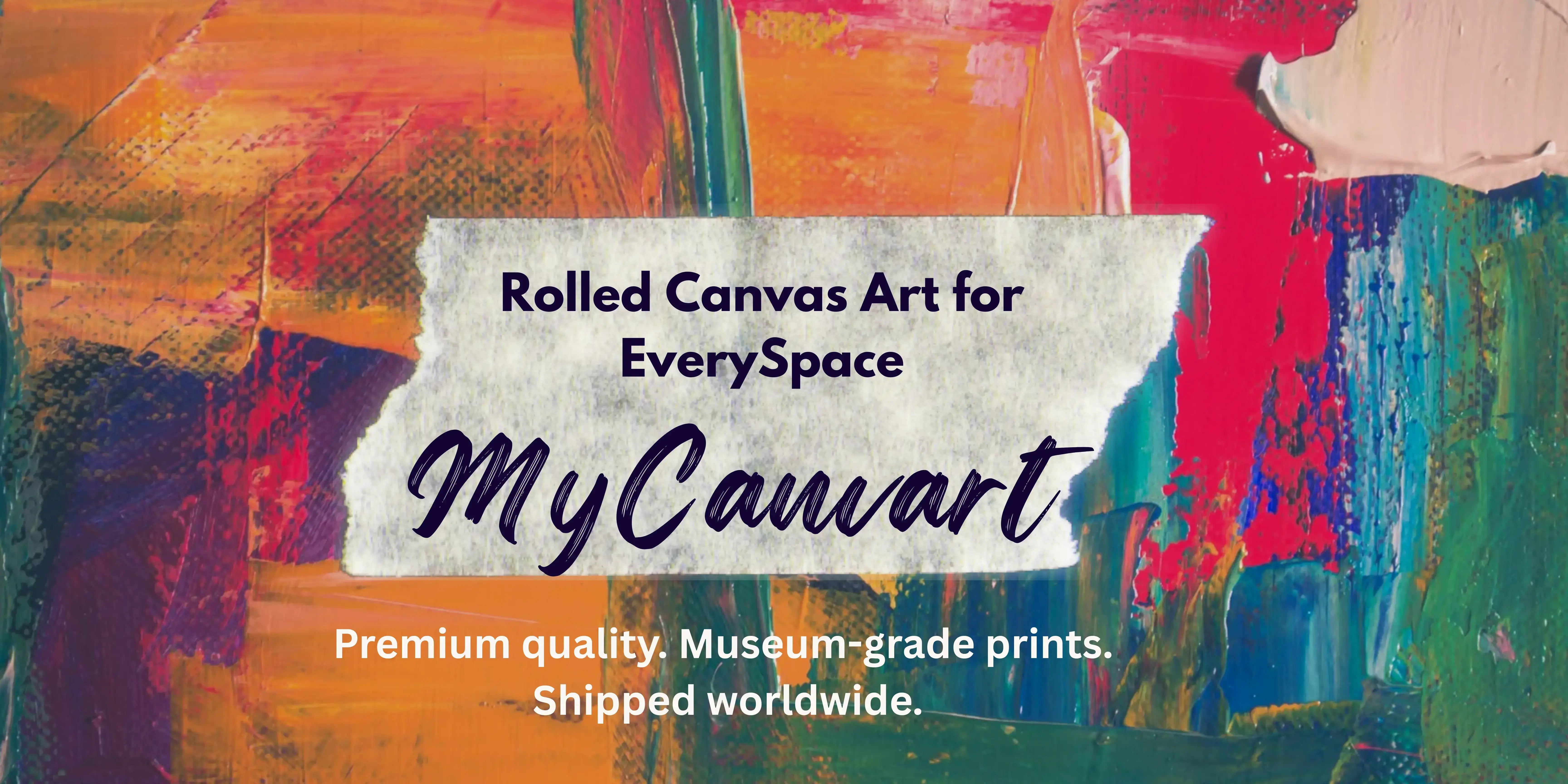 Colorful abstract art with 'MyCauwart' text overlay