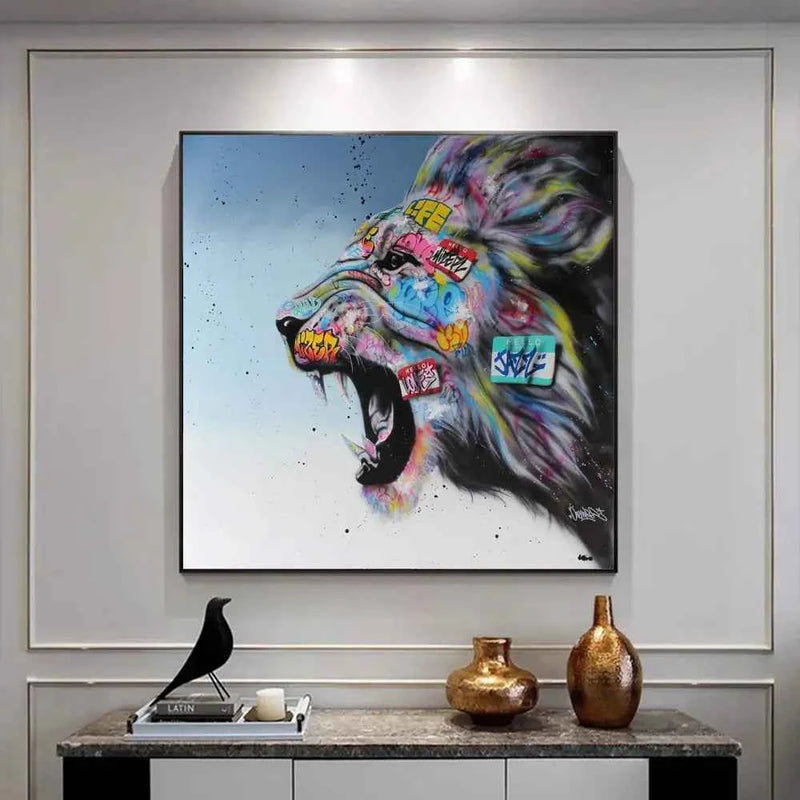 Graffiti Lion Canvas Art